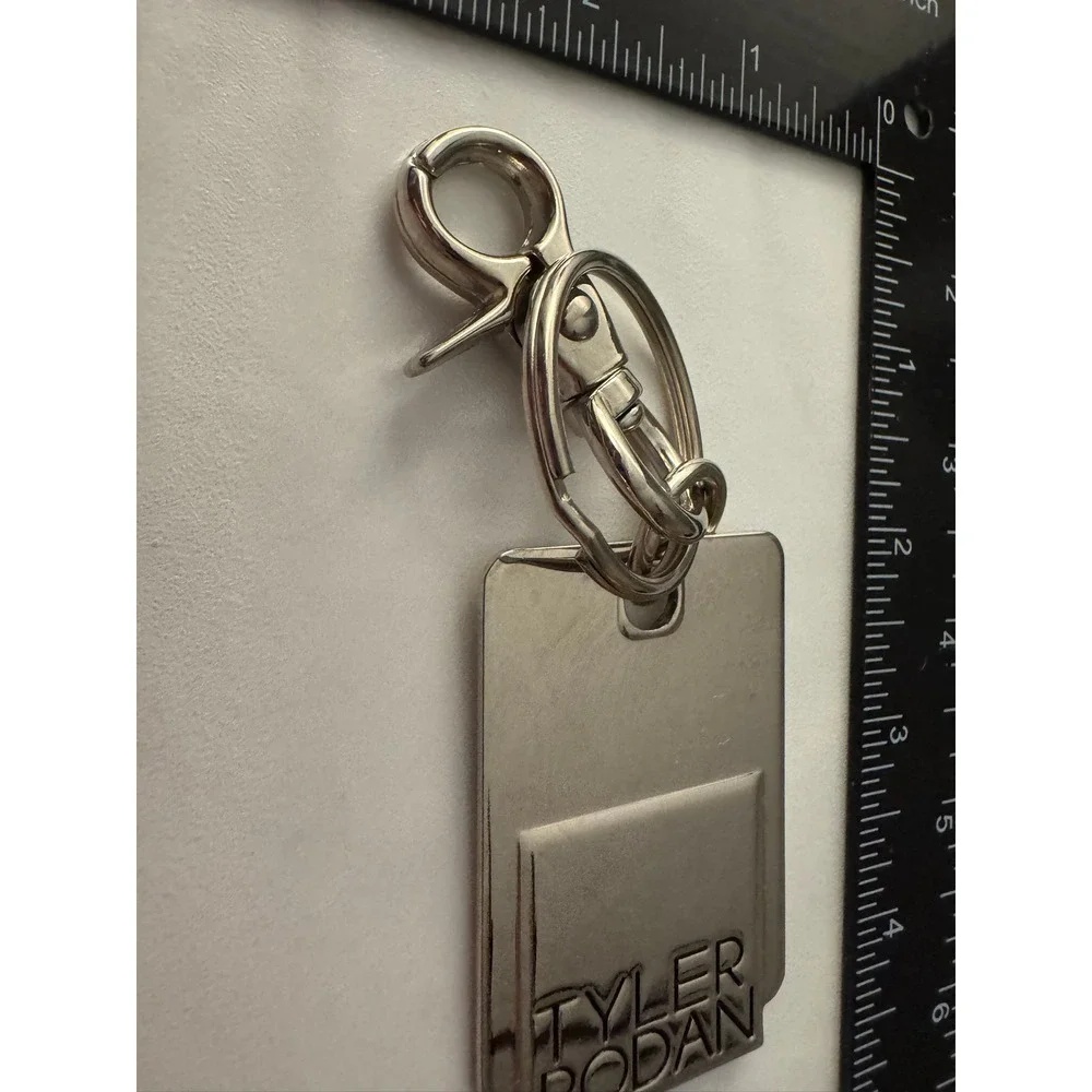 Tyler Rodan Metal Keychain Key Ring Bag Charm Accessory‎ Silver Tone
